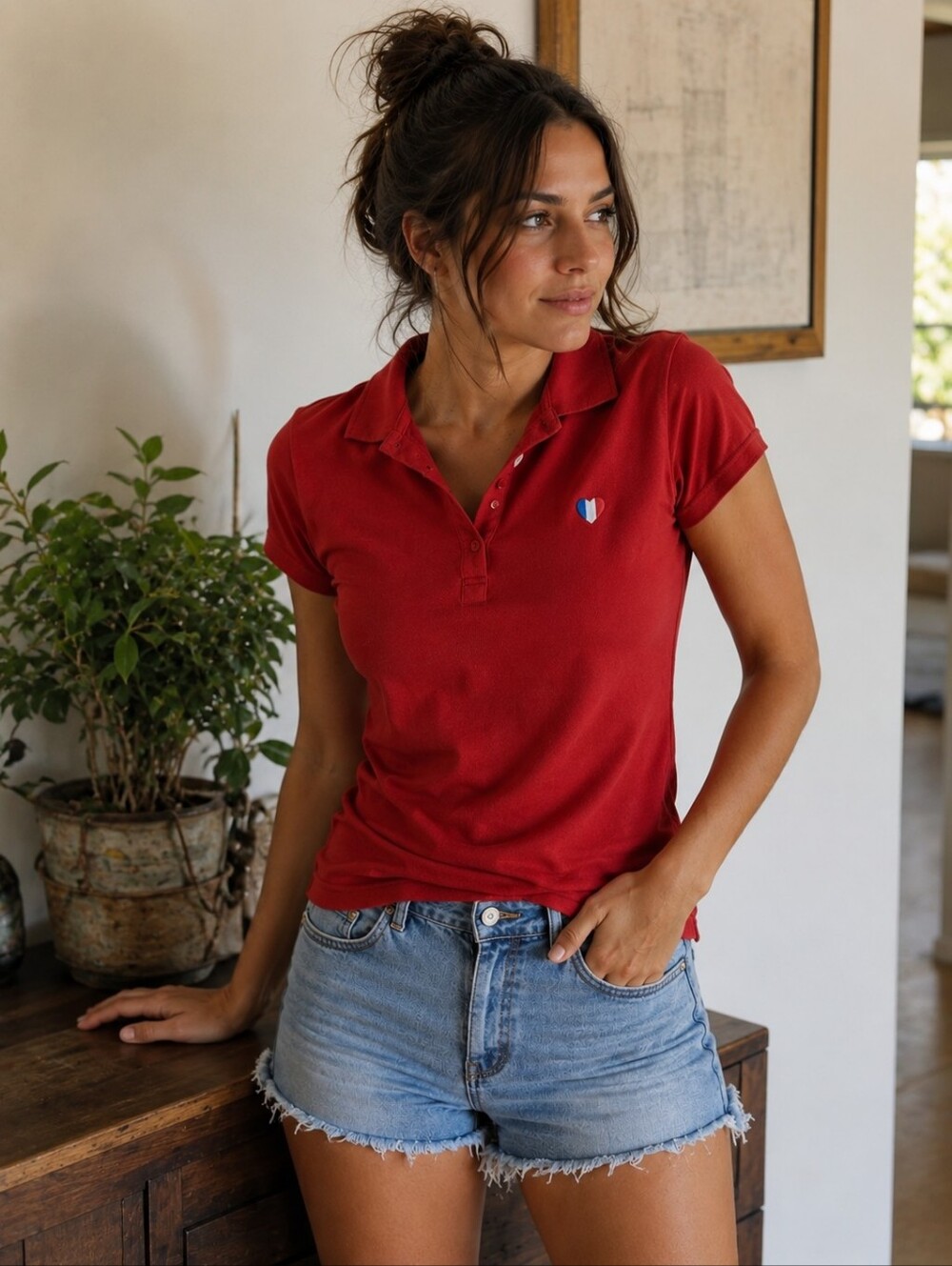 Teddy Smith Denim Addict Red Polo Shirt XS | French Cotton Piqué Classic Casual
